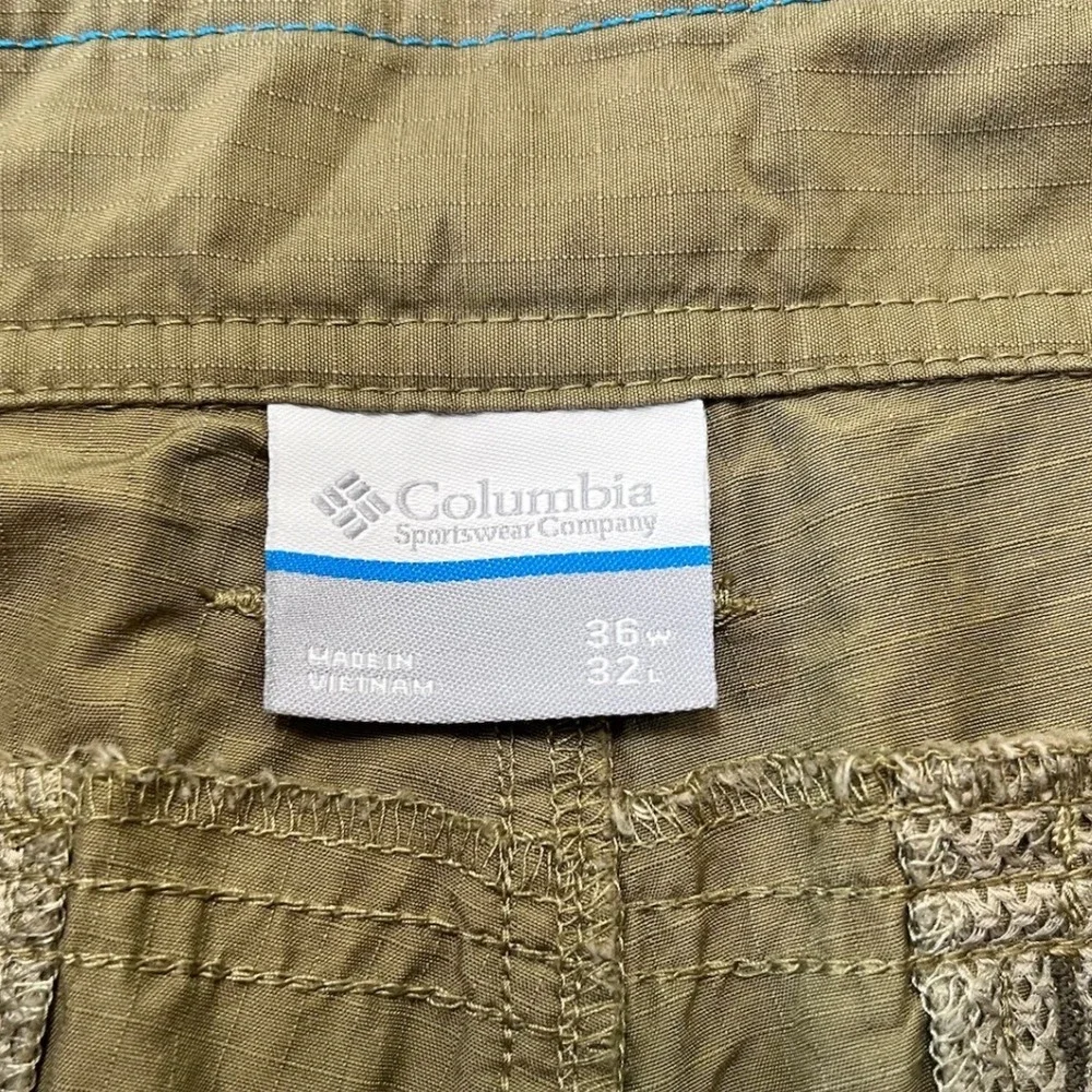Columbia‎ Cargo Hiking Pants Mens 36x32 Olive Green Ripstop Utility Gorpcore